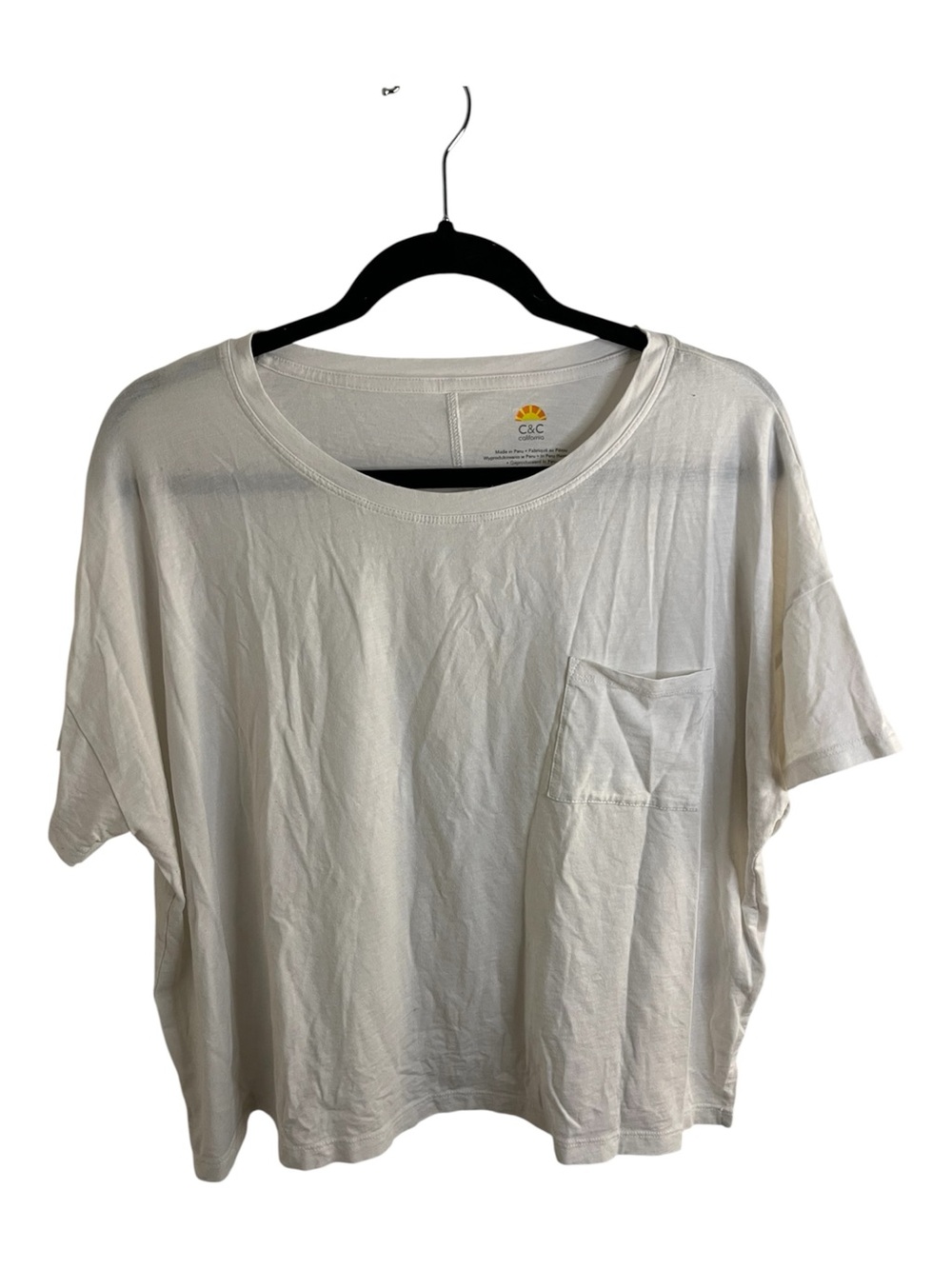 C&C California Boxy Pocket White Tee
